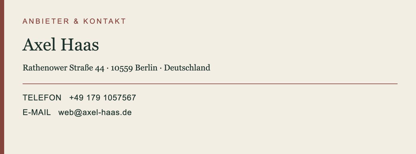 Impressums- und Kontaktdaten von Axel Haas als Grafik